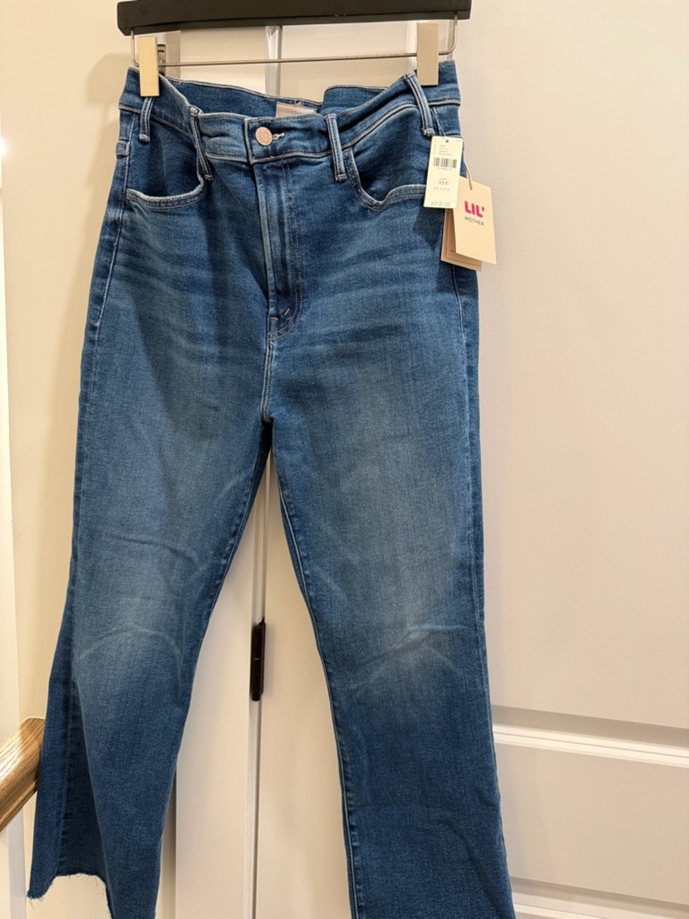MOTHER-LIL Hustler Ankle fray-  Blue Denim Jeans -